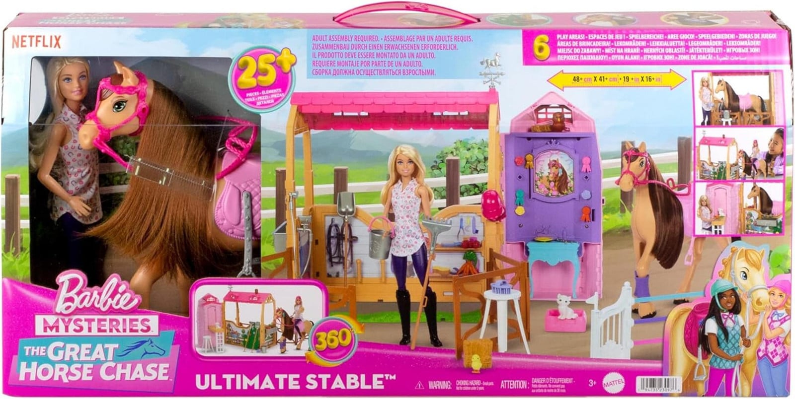 Mattel Barbie Mysterie De Grote Paardenjacht Ultieme Paardenstal met pop, speelgoedpaard en accessoires