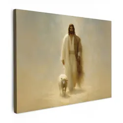 LEINWANDBILD Schaf - Jesus - Pinselstriche - Abstrakt Wandbilder 80x60 cm