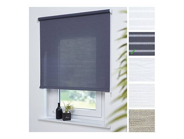 Liedeco® Rollo, Fenster Rollo, Kettenzug-Rollo / 62 x 180 cm (Breite x Höhe), Streifen dunkelgrau, Lichtdurchlässig, Blickdicht, viele Farben, Größen, Typen