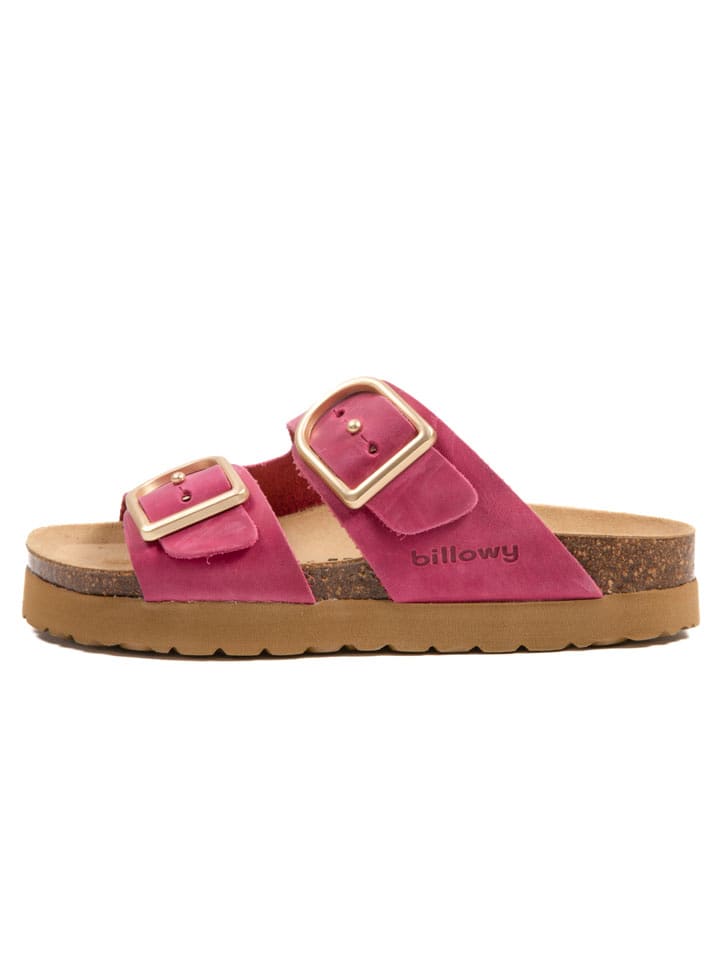 billowy Leder-Pantoletten in Fuchsia - 41