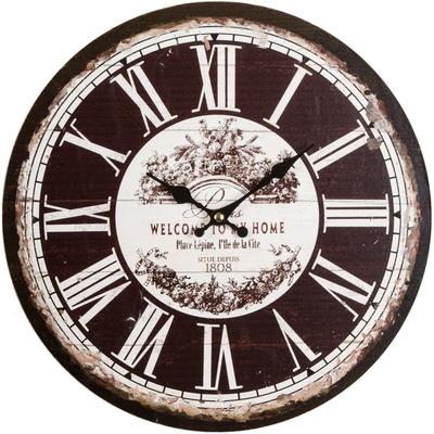 Wanduhr "Welcome", schwarz, B:33,8cm H:4,5cm T:4,5cm, MYFLAIR MÖBEL & ACCESSOIRES, Wanduhren, Wanduhr, rund, Ø 33,8 cm, römische Ziffern, dekorativ in Küche & Wohnzimmer