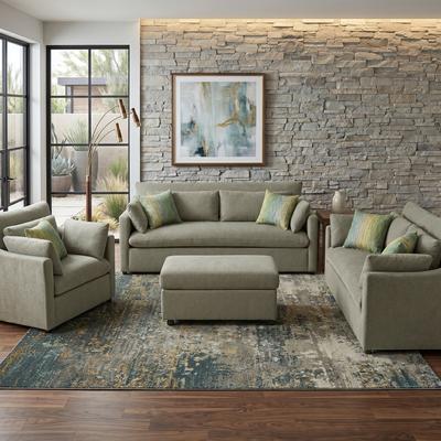Roundhill Furniture Wilson 4-Piece Living Room Set, Sofa Loveseat Cuddle Chair and Ottoman
