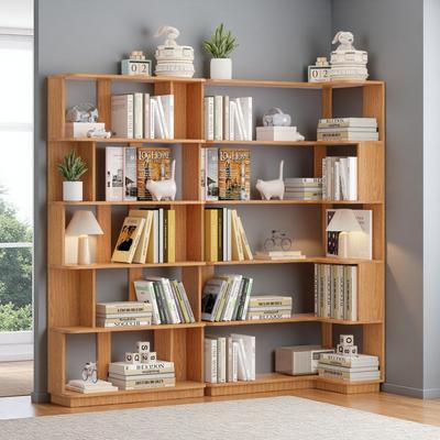 ZWYO HOSIMU "64.6"" H Set of 2 Corner & Extendable Bookshelf, Space-Saving Display Shelf, Freely Combinable Storage for Living Room Study"