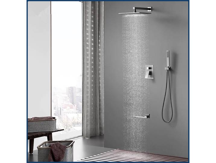 Système de douche dissimulé, sortie d'eau à 2/3 voies, ensemble de robinets de douche de salle de bains cachés, ensemble de douche de salle de bains à pluie en laiton intégré