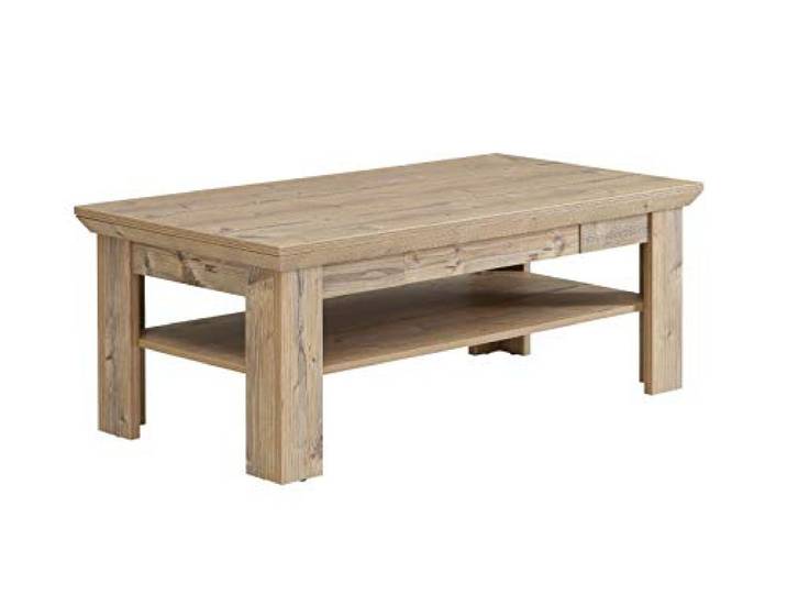 Forte Nepal Couchtisch 120, moderner Sofatisch mit 1 Schublade, Holzwerkstoff, Bramberg Fichte Holzdekor, 120 cm breit x 45 cm hoch x 60 cm tief