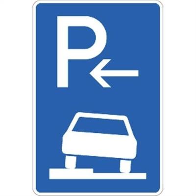 Verkehrsschild VZ315-52, Parken halb auf Gehwegen links (Ende), Alu, RA2, 420x630 mm