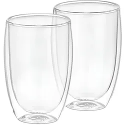 Cheffinger 2er Set Gläser 350ml Doppelwandig, Trinkgläser, Transparent