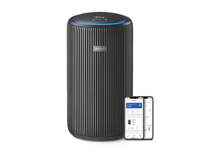 Luftreiniger PHILIPS PureProtect 3200 Series, Luftreinigungsrate (CADR) 520 m³/h , grau (anthrazit), B:28,5cm H:52cm T:28,5cm, Luftreiniger, Luftreiniger, 3-Schichten-HEPA-Filtersystem, leise