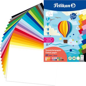 Pelikan Tonpapier 101974 Ballon, A5, 21 Farben sortiert, 120g/m², 40 Blatt