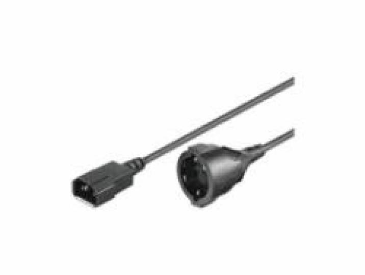Microconnect - 2m C14 -Schuko 2m C14 Coupler zwart - Kabel (stekker/bus, C14 Coupler, rechts, zwart)