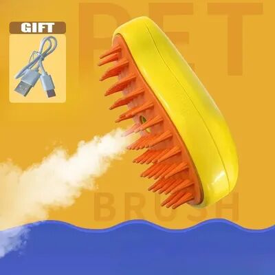 Market Central Pet Steam Brush For Cats And Dogs yellow
