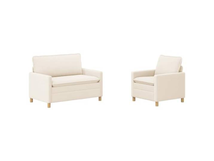 Makastle Sofa Couch 2er Set Creme Stoff