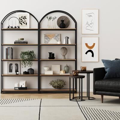 Nathan James Haven 5-Shelf Etagere Bookshelf with Arch Top