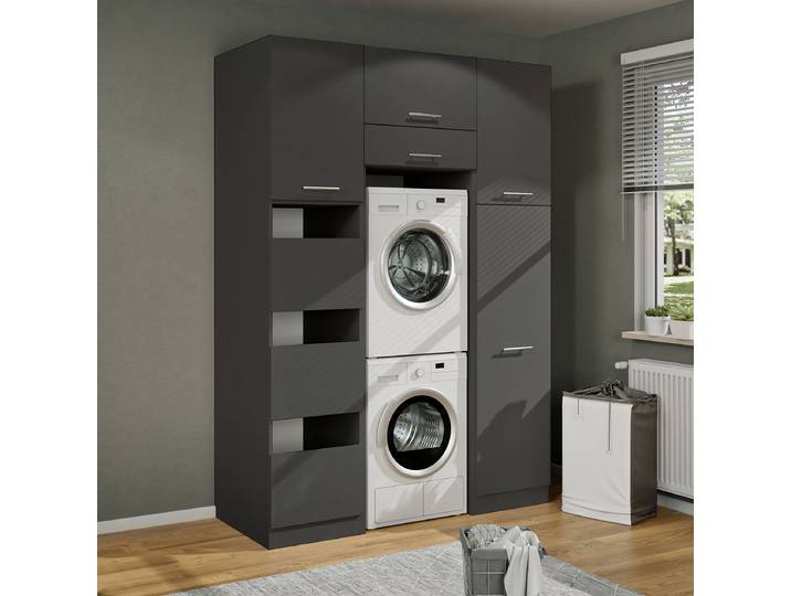 Hauswirtschaftsraum Set N 168cm Grau/Anthrazit