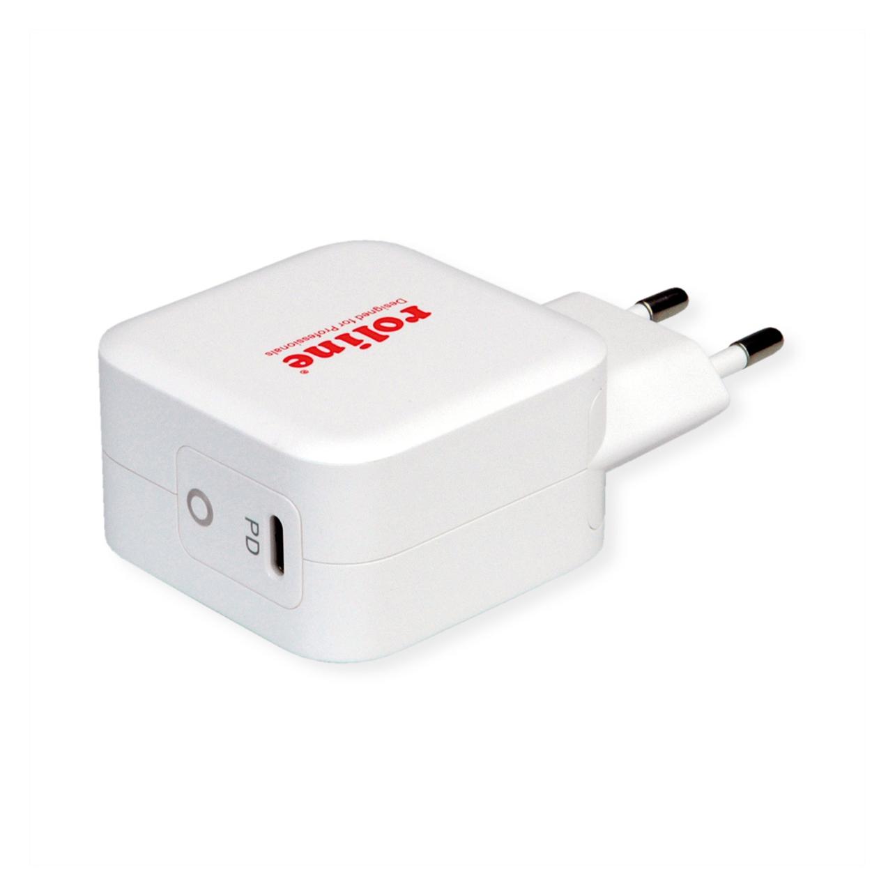 Roline USB Charger mit Euro-Stecker, 1x USB Typ C Port, PD, 61W (61 W, 1 Port) (19.11.1018)