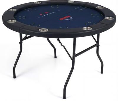 Costway 48 Inch Foldable Poker Table with 8 Cup Holders and Padded Edges-Blue