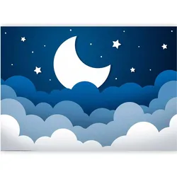 Artgeist, Tapete, Fototapete - Moon dream - clouds on a dark blue sky with stars for children (400 x 280 cm)
