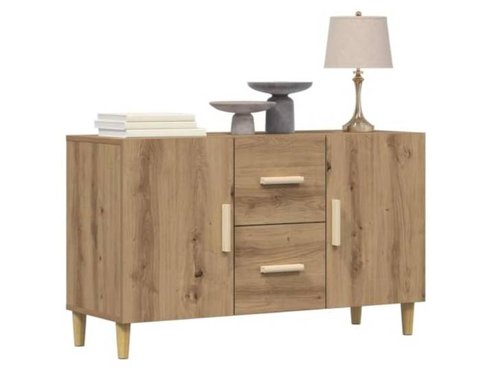 KTHLBRH Anrichte Eiche Handwerk 100 x 36 x 60 cm Spanplatte Praktische Griffe, geschlossene Tür, Füße aus Metall, für Bad, Küche, Schlafzimmer