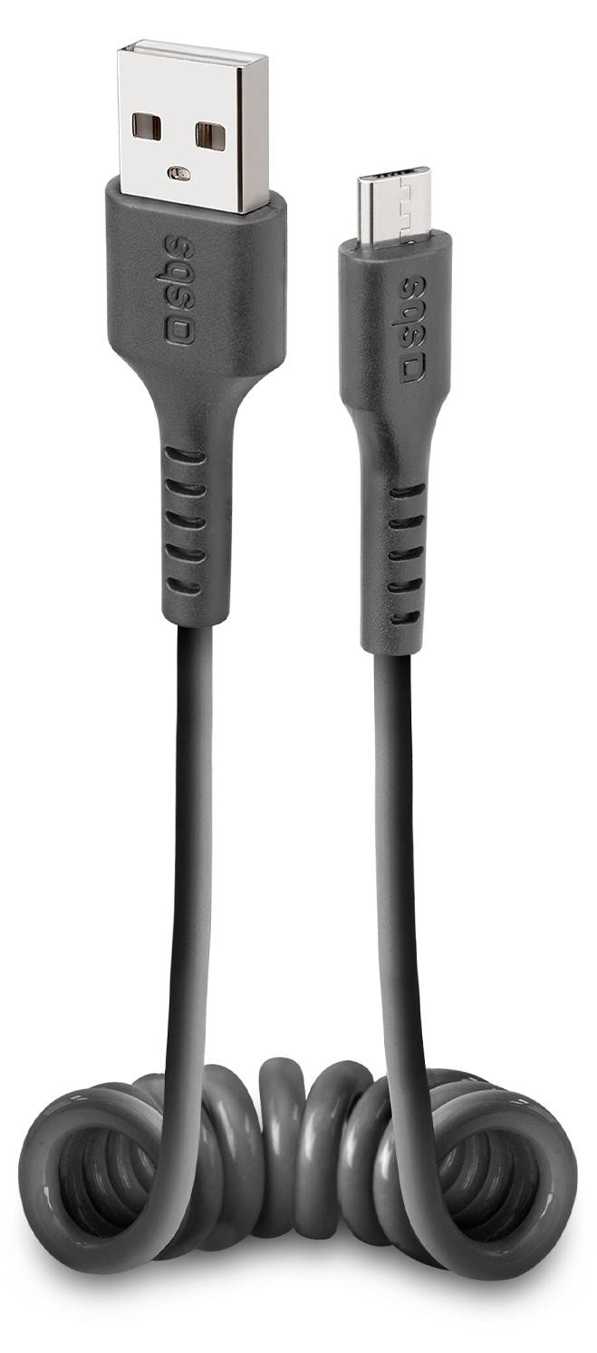 SBS Spiraal data- en laadkabel voor micro-USB