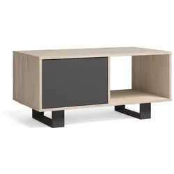 SKRAUT HOME Couchtisch mit Türen, Esszimmer, Modell WIND, Gestellfarbe Eiche, Türfarbe Anthrazitgrau, Maße 92x50x45cm Höhe. _ MESAWINDROGRTALL