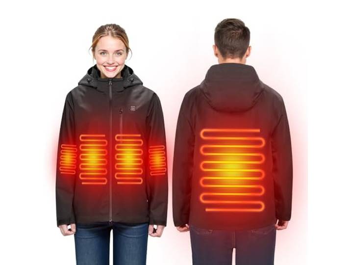 VEVOR Manteau Chauffant électrique Softshell Coupe-Vent imperméable léger avec 5 Zones de Chauffage et 3 réglages de Chaleur\, Lavable en Machine Femme