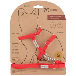Amiplay Geschirr + Leine für Katze Samba M Rot