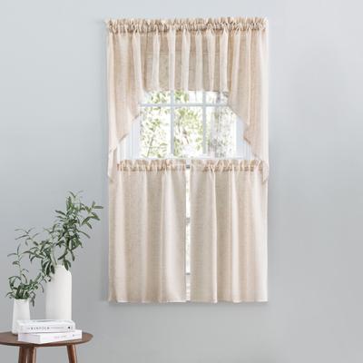 Ricardo Shannon Premium Linen Rod Pocket W Header Kitchen Curtains - Tier, Swag or Tailored Valance (Sold Separately)