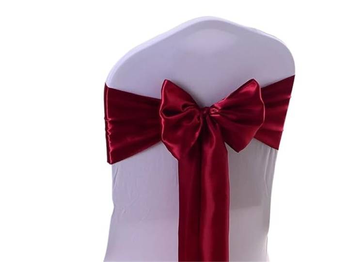 Stuhlschleifen für Hochzeiten 100 teile/los Satin Stuhl Schärpen Bogen Plain Hochzeit Knoten Band DIY Krawatten for Party Event Hotel Bankett Hause Dekorationen(Dark red)