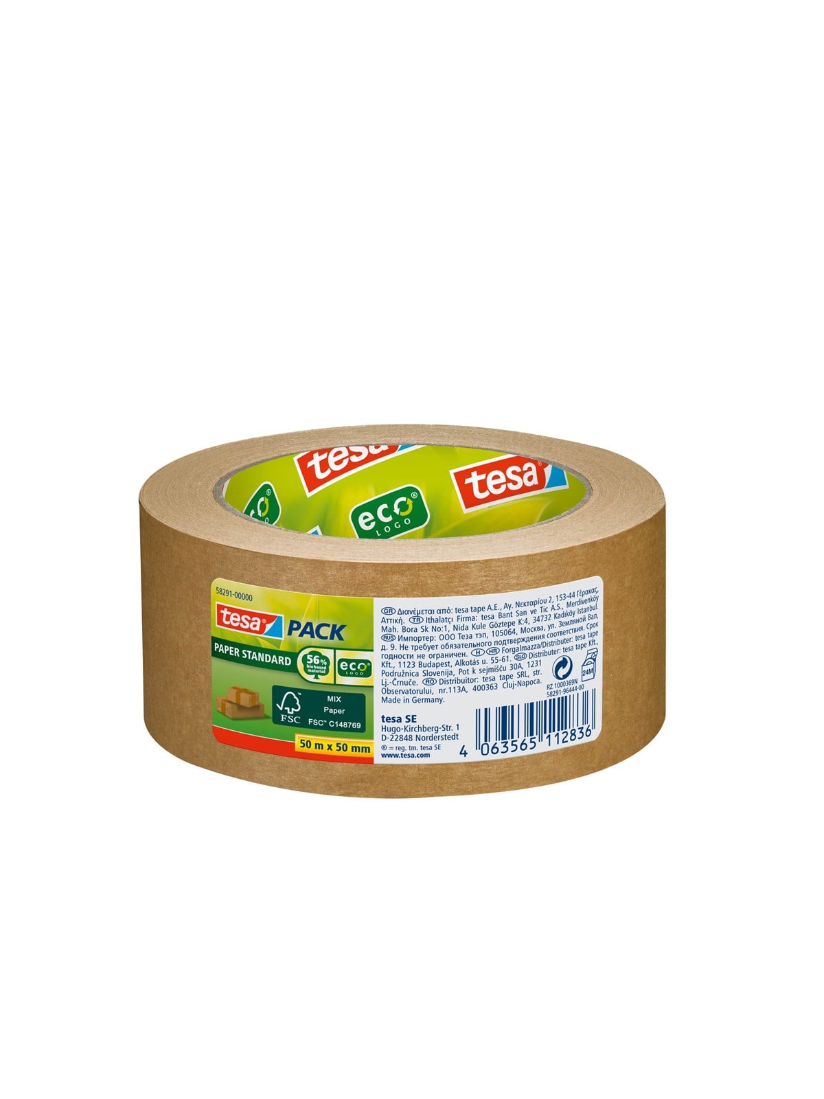 tesa pack Paper Standard Packaging Tape ecoLogo 50m x 50mm Brown