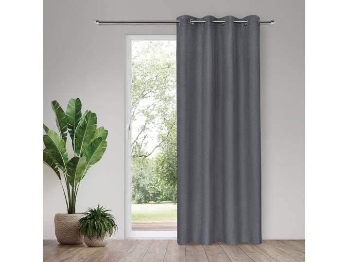 Verdunkelungsvorhang Carena , anthrazit, B:140cm H:245cm, Polyester, HOME LIVING BY GERSTER, Gardinen, Verdunkelungsvorhang, SB-Ösenschal Blackout Carena