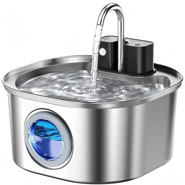 Inspired Finds AquaSense 3L Wireless Stainless Steel Cat Water Fountain With Motion Sensor only Pet Water