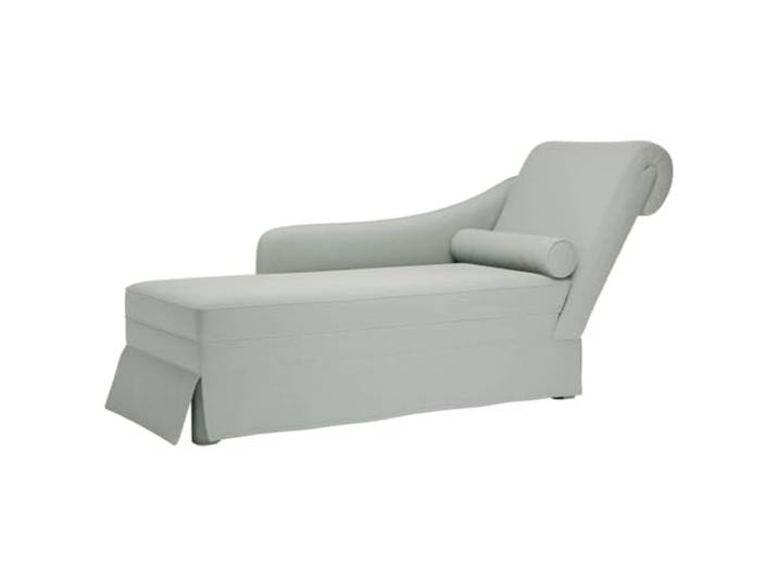 Makastle Chaiselongue mit Nackenrolle und Rechter Armlehne Hellgrau Samt
