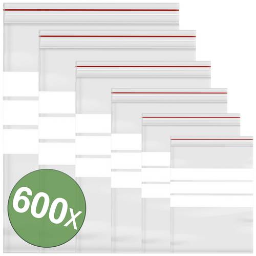 Druckverschlussbeutel mit Beschriftungsstreifen Transparent Polyethylen 600St.