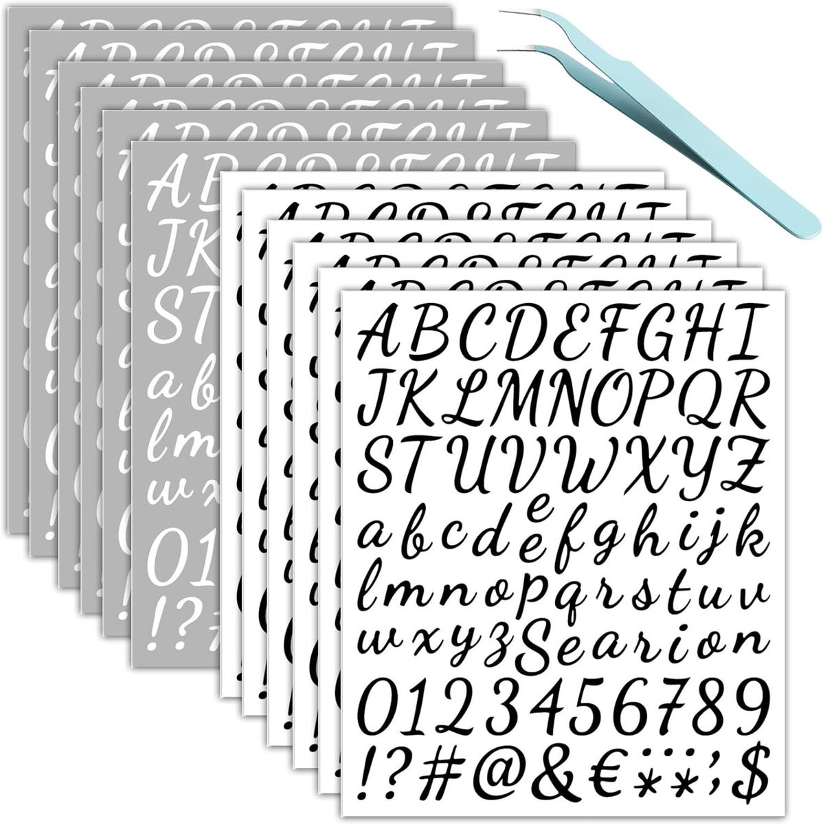 SnelShoppen 12 Bladen Kleurrijke Zelfklevende Vinyl Letter en Cijfer Stickers Waterdicht