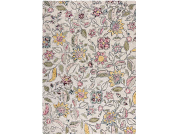 Teppich Sozar natur Blumenmuster Wolle 120 x 170 cm