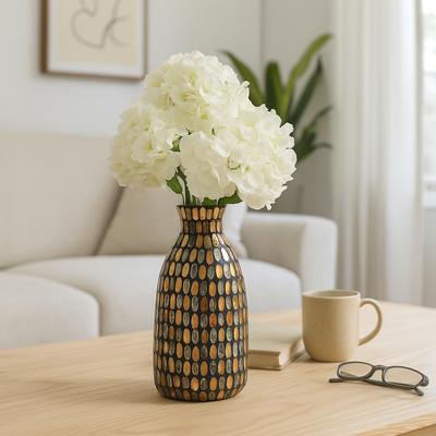Sagebrook Home Decorative Vase - Bronze Glass Mosaic Flower, 9 in.