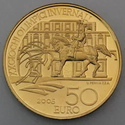 Goldmünze 50 Euro "Reitstandbild" 2005 (Italien)