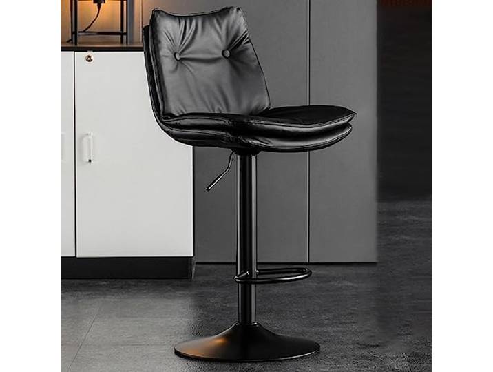 Barhocker Mit Lehne Moderne PU Leder Barstuhl Höhenverstellbar Tresenhocker Küche Drehbar Bistrohocker Küchenhocker Frühstück Barhocker Modern Mit Fußstütze Für Dining Pub Cafe ( Color : /Black A )