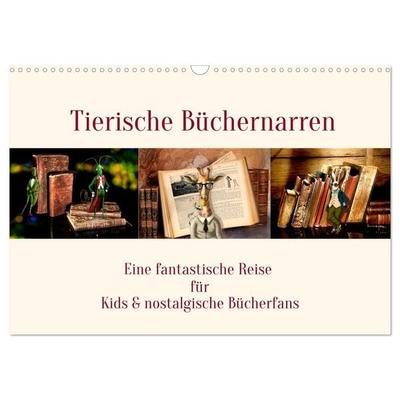 Tierische Büchernarren (Wandkalender 2027 DIN A3 quer), CALVENDO Monatskalender