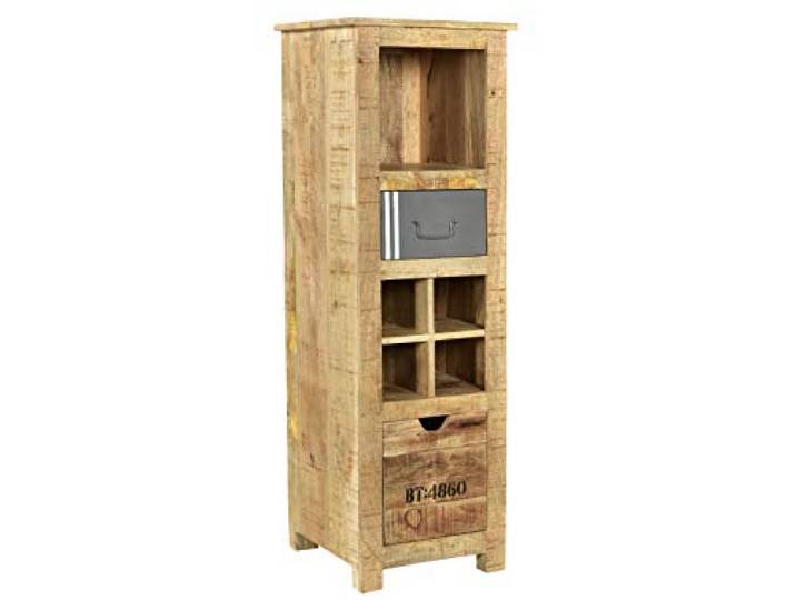 Woodkings® Hochkommode Pune Holz Natur braun Mango massiv rustikal Highboard Design Weinschrank Weinregal Holzmöbel