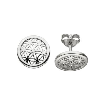 Paar Ohrstecker JOBO "Blume des Lebens", silber (silber 925), Ohrringe, Damen, 11,3mm, Silber 925 (Sterlingsilber), 925 Silber