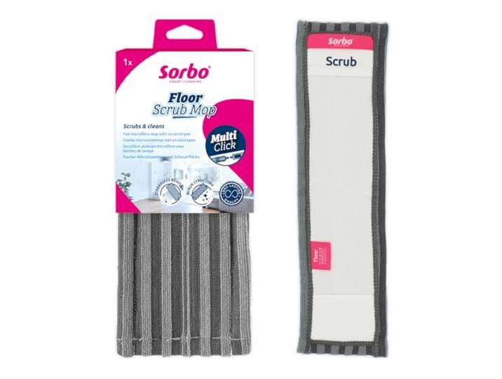 Sorbo Floor Scrub Mop - Absorberende Microvezeldweil met Scrubstrepen voor Hardnekkig Vuil, Krasvrij, Herbruikbare en Wasbare Dweil, Geschikt voor Sorbo Multi-Click