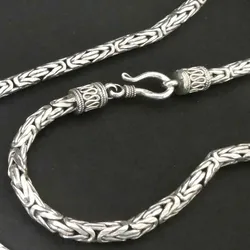 Drachensilber Königskette 925 Silber 4 mm runde massive Kette 40cm - Silber