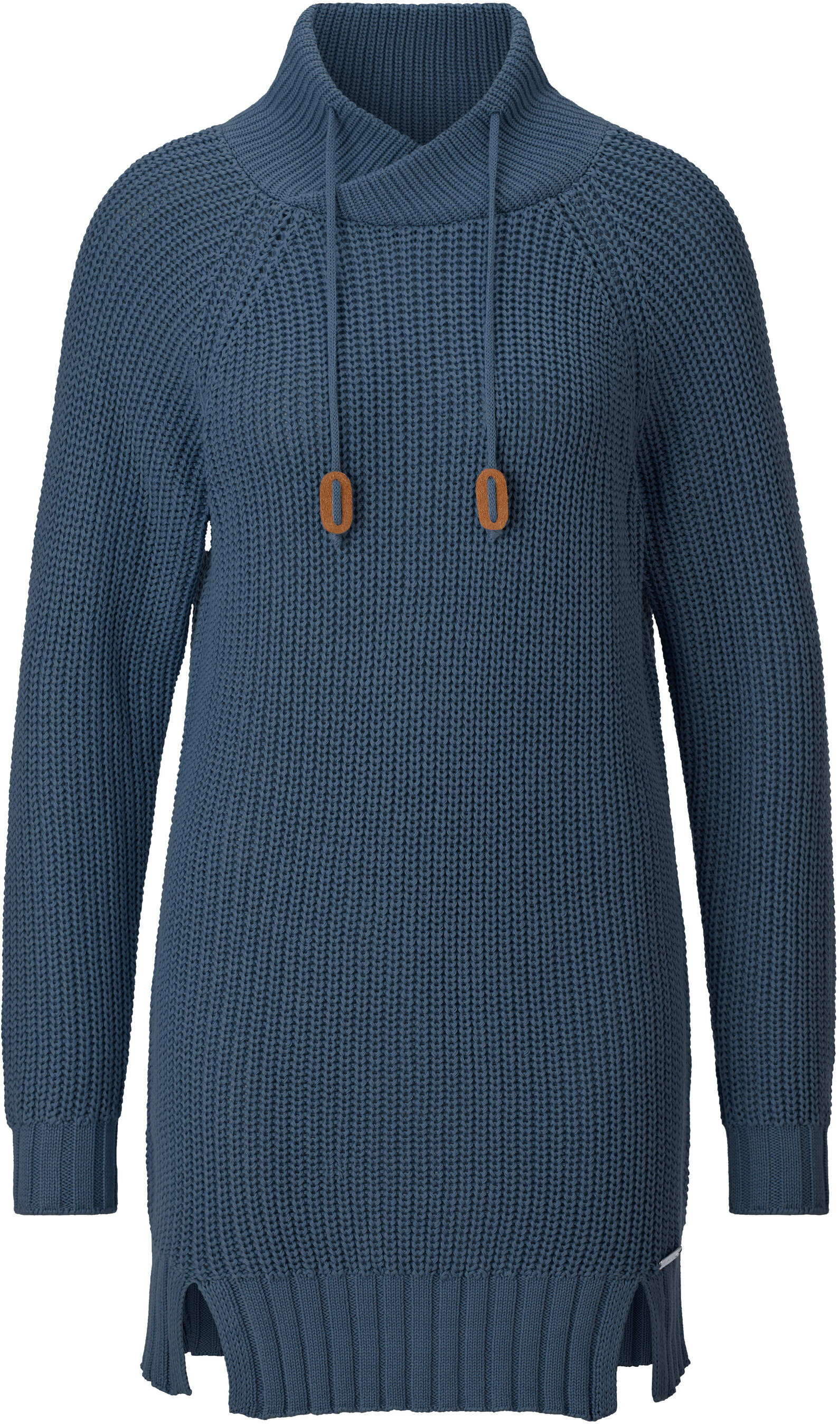 Longpullover WITT "Longpullover Longpullover mit Rippabschlüssen", Damen, Gr. 50, blau (rauchblau), Wirkware, , Sportlich, Pullover Longpullover