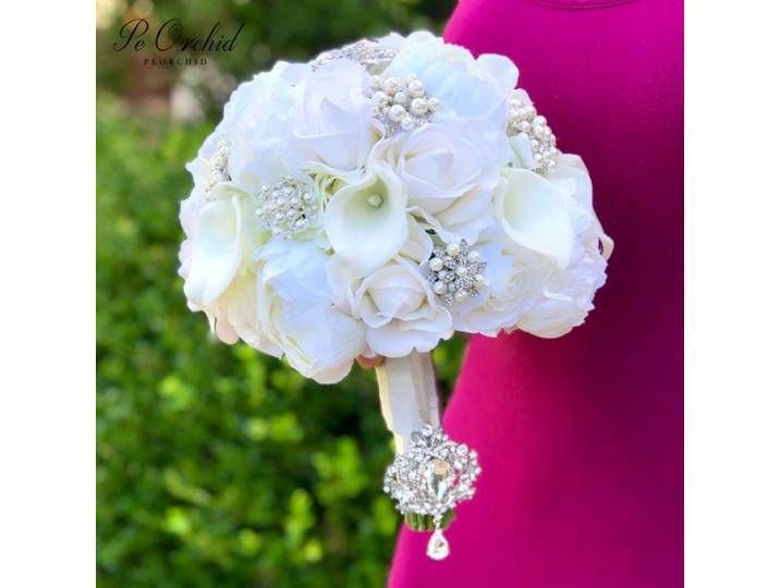 PEORCHID-Broche Calla Lily Blanche au Toucher Réel, Bouquet de Mariage en Clip de Luxe, Fleur de Mariée