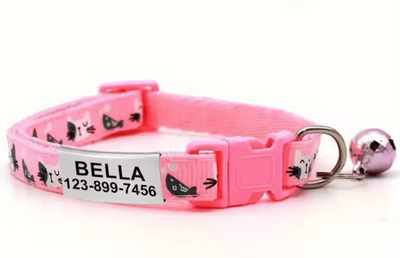 Inspire Curations GlowTag Personalized Pet Collar With Bell & Custom Nameplate pink neck 19 32cm