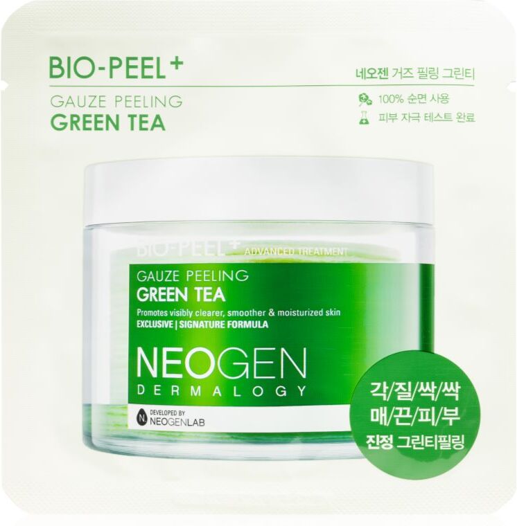 Neogen Dermalogy Bio-Peel+ Gauze Peeling Green Tea exfoliating cotton pads for radiance and hydration 8 pc