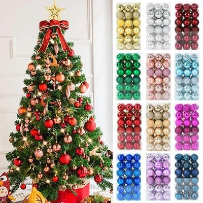 Radiant Roses Christmas Tree Ornaments: Xmas Hanging Balls For Home Party Decor 2023 New Year Gift, Noel Navidad 24pcs Green
