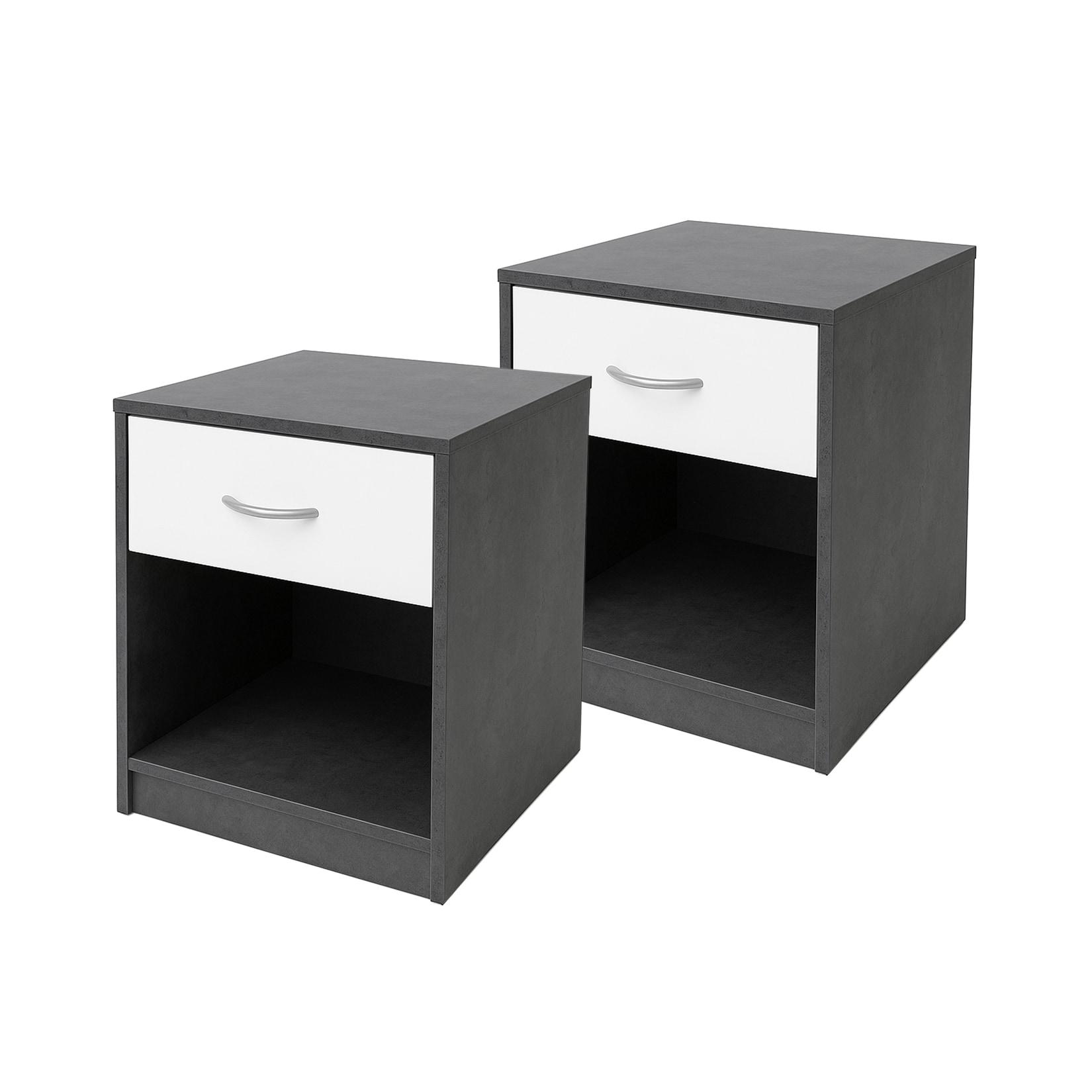 HTI-Living Nachtschrank 2er Set Nina Beton Weiß