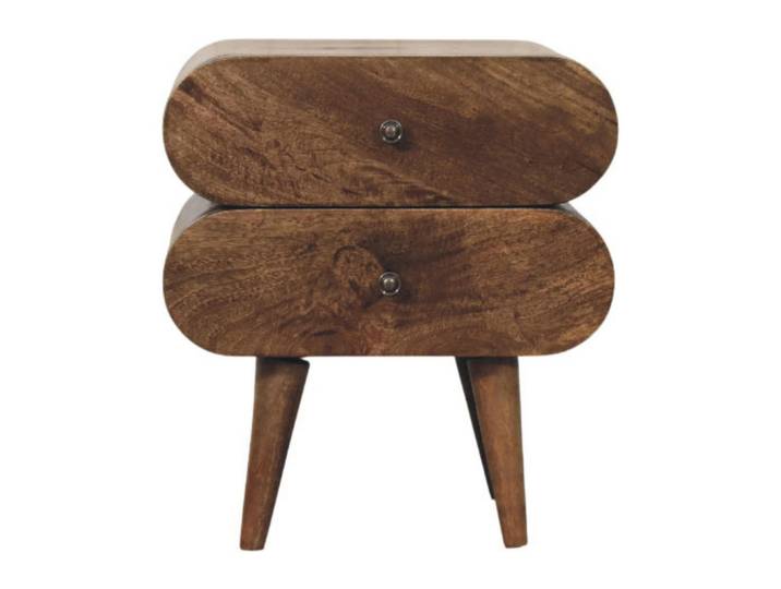 Artisan Furniture Bettschenkel Schlank, 2 Schubladen in Braun, Dunkelbraun, Holz, Echtholz,Mangoholz, Holz Optik, Rechteckig, 45x50x35 cm, Schlafzimmer, Nachttische